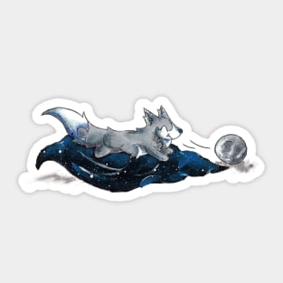 Moon Chasing Pup Sticker